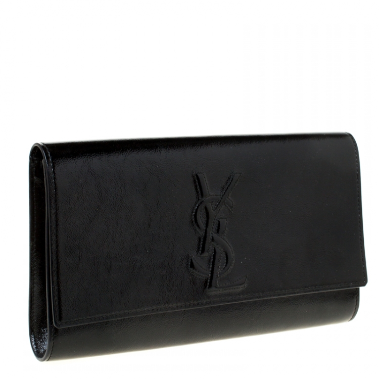 Pre Owned Saint Laurent Black Patent Leather Belle De Jour Flap Clutch