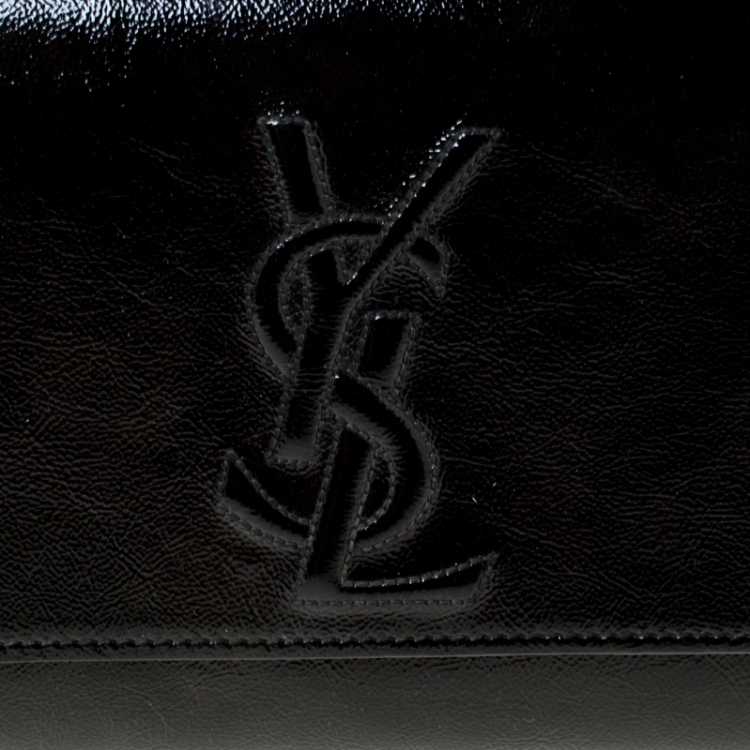 Pre Owned Saint Laurent Black Patent Leather Belle De Jour Flap Clutch