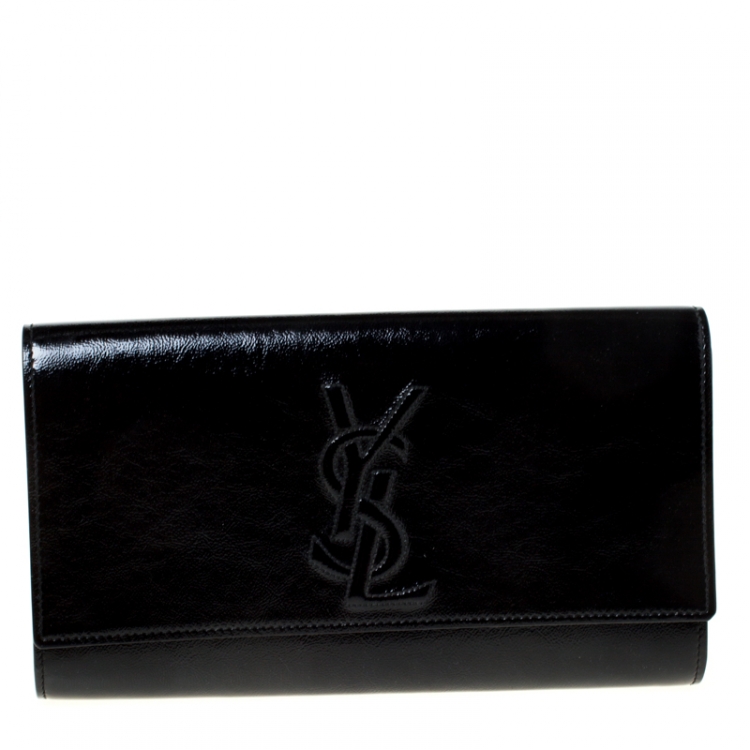 Pre Owned Saint Laurent Black Patent Leather Belle De Jour Flap Clutch