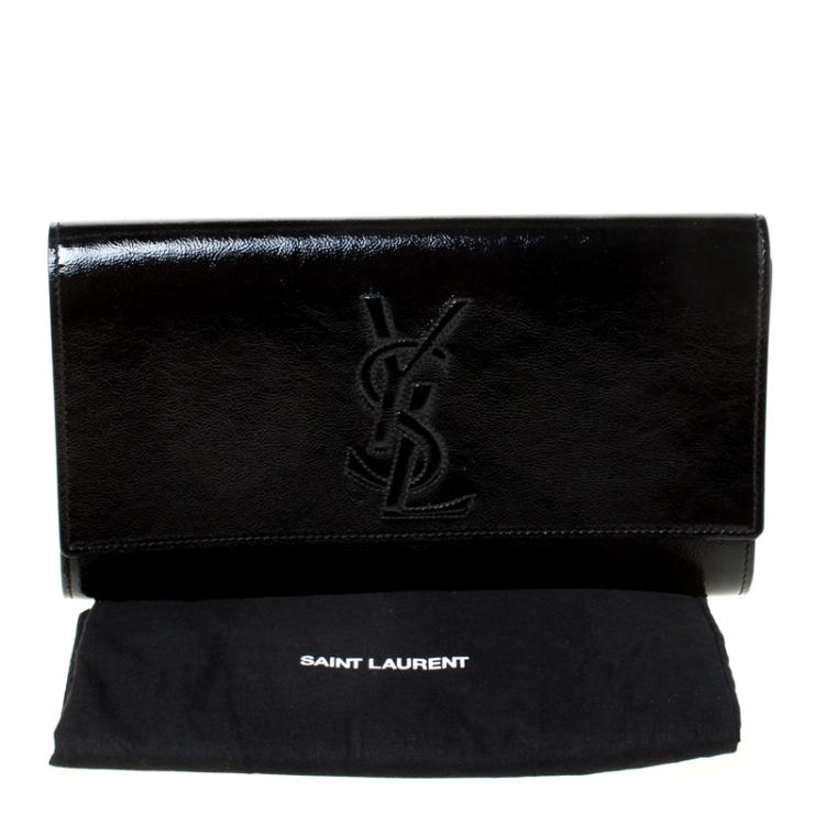 Pre Owned Saint Laurent Black Patent Leather Belle De Jour Flap Clutch