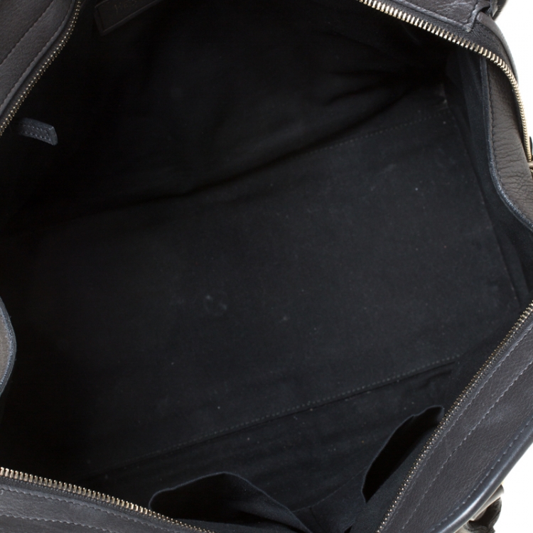 Pre Owned Saint Laurent Grey Perforated Leather Medium Cabas Chyc Tote