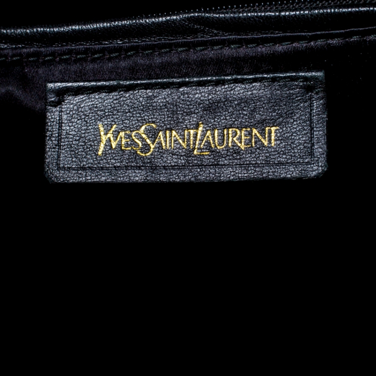 Pre Owned Saint Laurent Paris Black Leather Medium Cabas Chyc Tote          