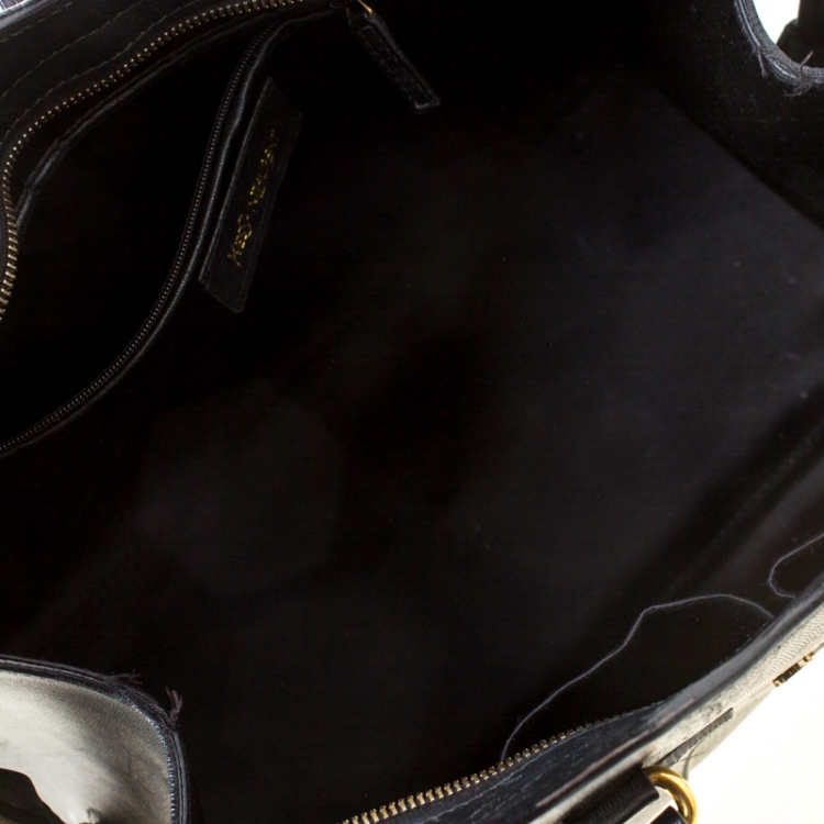 Pre Owned Saint Laurent Paris Black Leather Medium Cabas Chyc Tote          