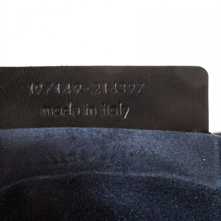 Pre Owned Saint Laurent Paris Navy Blue Croc Embossed Leather Medium Muse Two Satchel