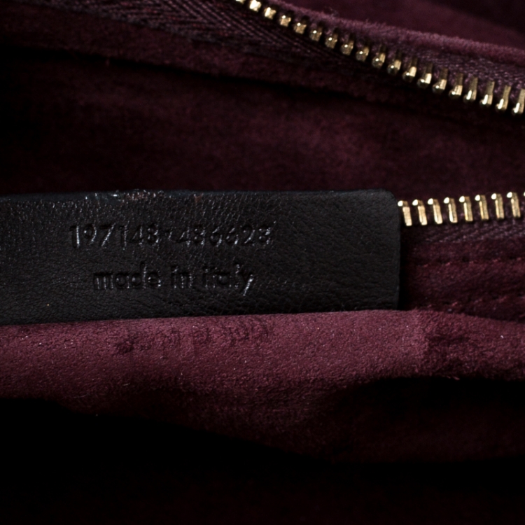 Pre Owned Saint Laurent Burgundy Patent Leather and Suede Muse Two Bag