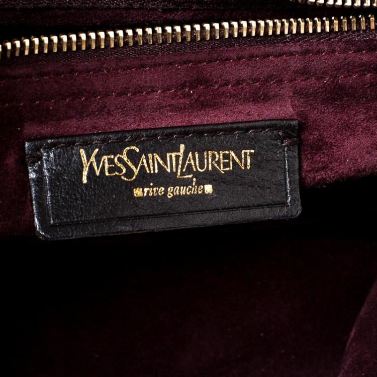 Pre Owned Saint Laurent Burgundy Patent Leather and Suede Muse Two Bag