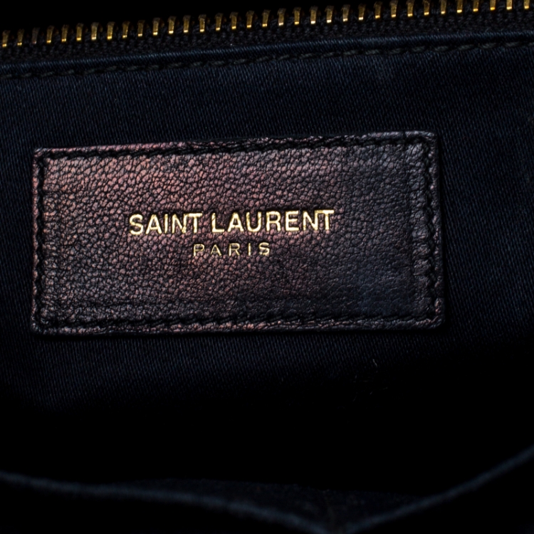 Pre Owned Saint Laurent Black Textured Leather Medium Cabas Chyc Tote