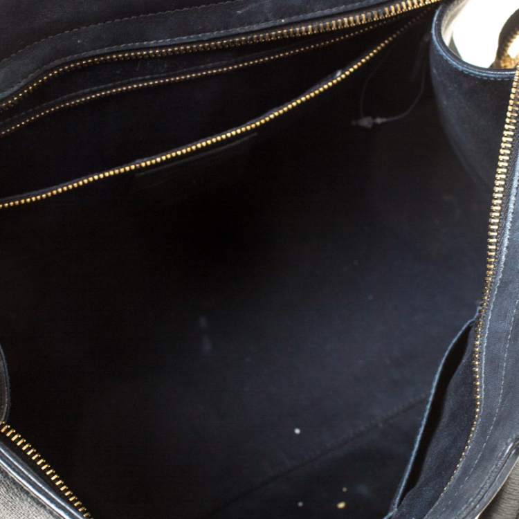 Pre Owned Saint Laurent Black Textured Leather Medium Cabas Chyc Tote