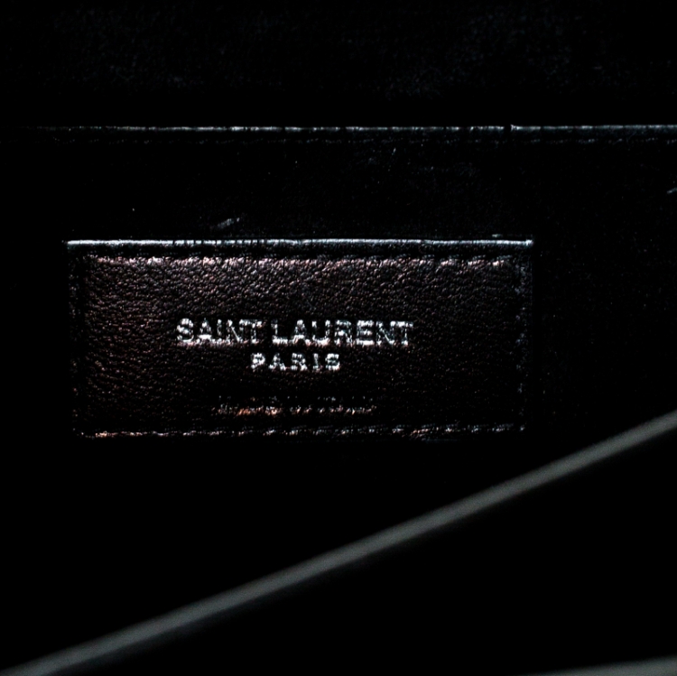 Pre Owned Saint Laurent Paris Black Crocodile Embossed Leather Large Sunset Shoulder Bag