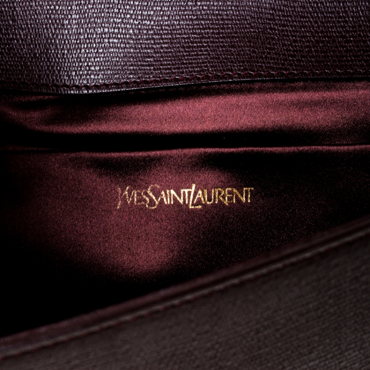 Pre Owned Saint Laurent Paris Dark Burgundy Leather Chyc Clutch