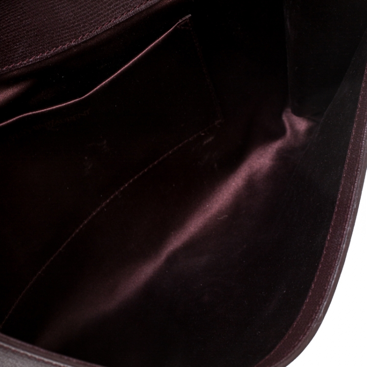 Pre Owned Saint Laurent Paris Dark Burgundy Leather Chyc Clutch