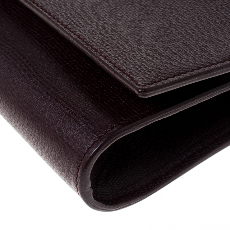 Pre Owned Saint Laurent Paris Dark Burgundy Leather Chyc Clutch