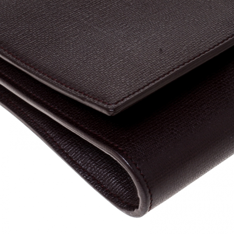Pre Owned Saint Laurent Paris Dark Burgundy Leather Chyc Clutch