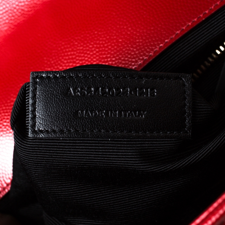 Pre Owned Saint Laurent Paris Red Matelasse Leather Large Cassandre Flap Bag