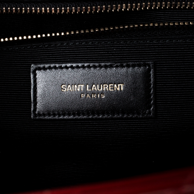 Pre Owned Saint Laurent Paris Red Matelasse Leather Large Cassandre Flap Bag