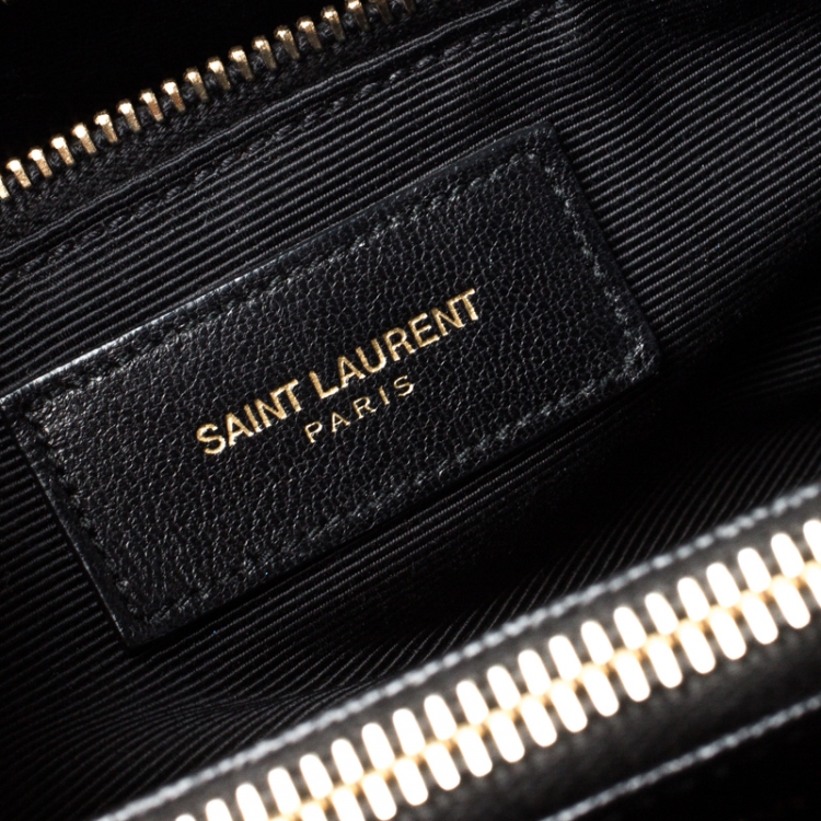 Pre Owned Saint Laurent Black Matelasse Leather Cassandre Shopper Tote