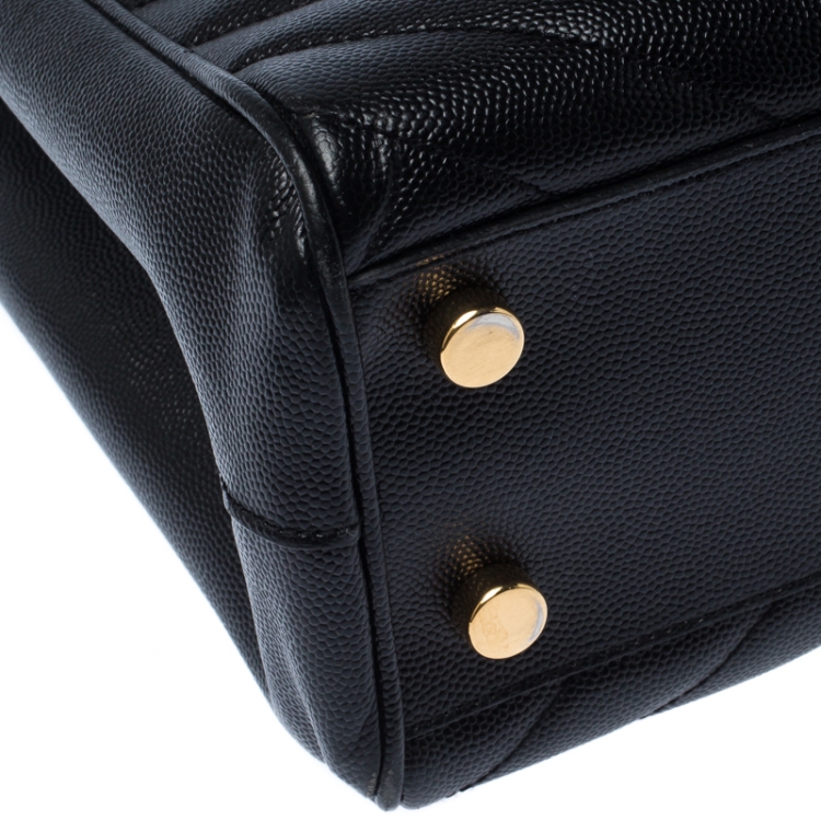 Pre Owned Saint Laurent Black Matelasse Leather Cassandre Shopper Tote