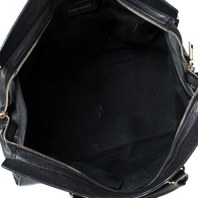 Pre Owned Saint Laurent Paris Black Leather Medium Cabas Chyc Satchel