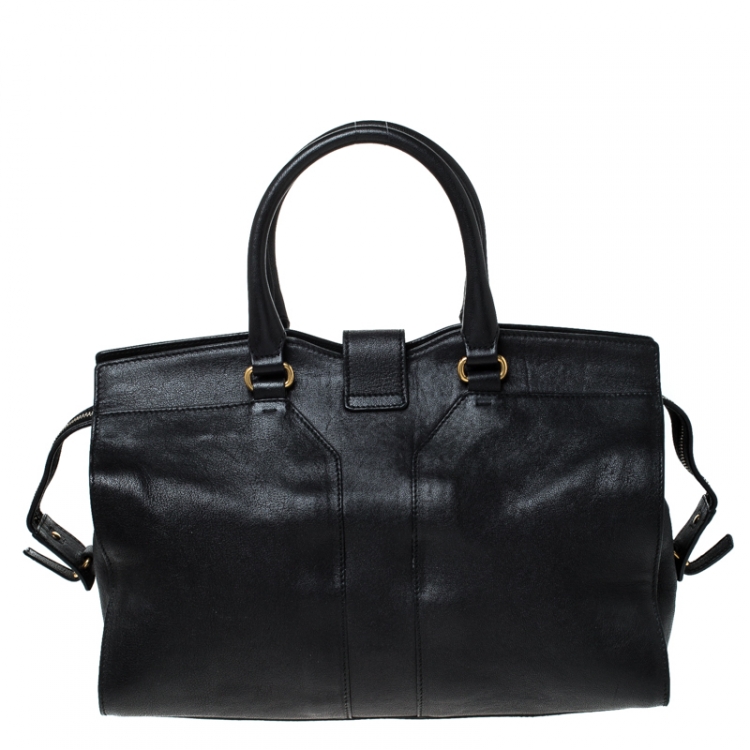 Pre Owned Saint Laurent Paris Black Leather Medium Cabas Chyc Satchel