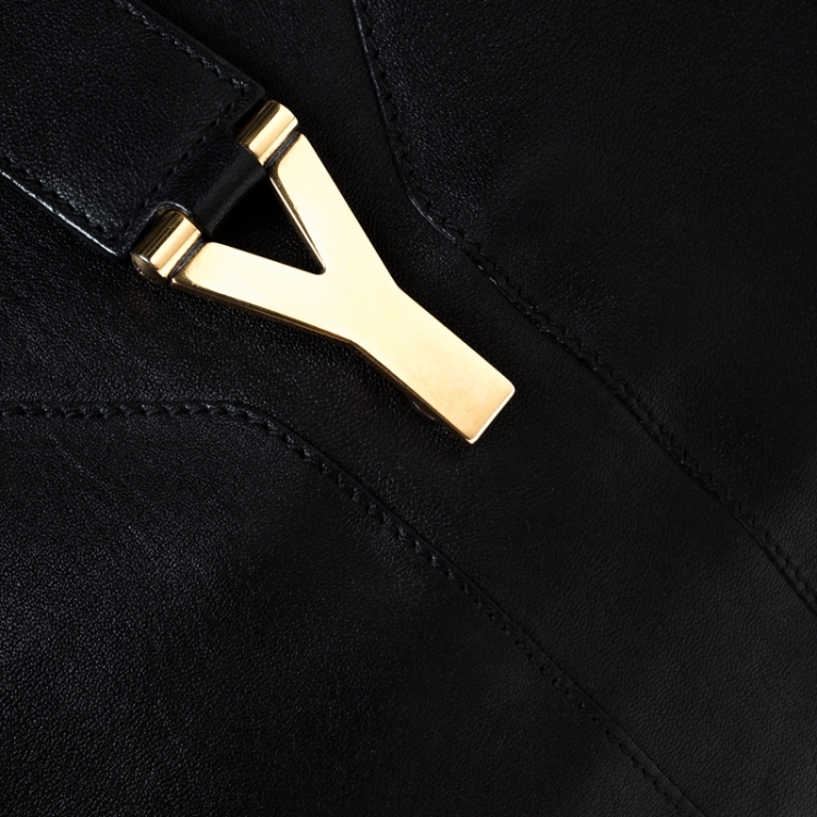 Pre Owned Saint Laurent Paris Black Leather Medium Cabas Chyc Satchel