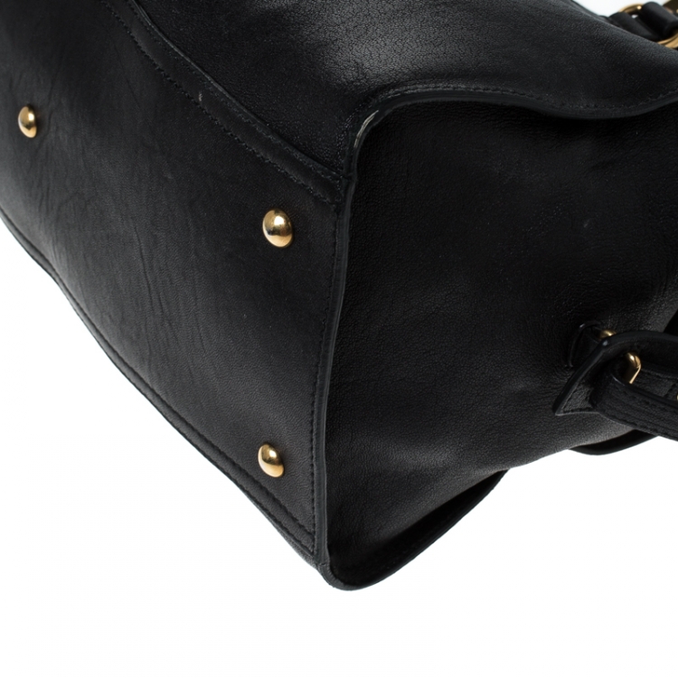 Pre Owned Saint Laurent Paris Black Leather Medium Cabas Chyc Satchel