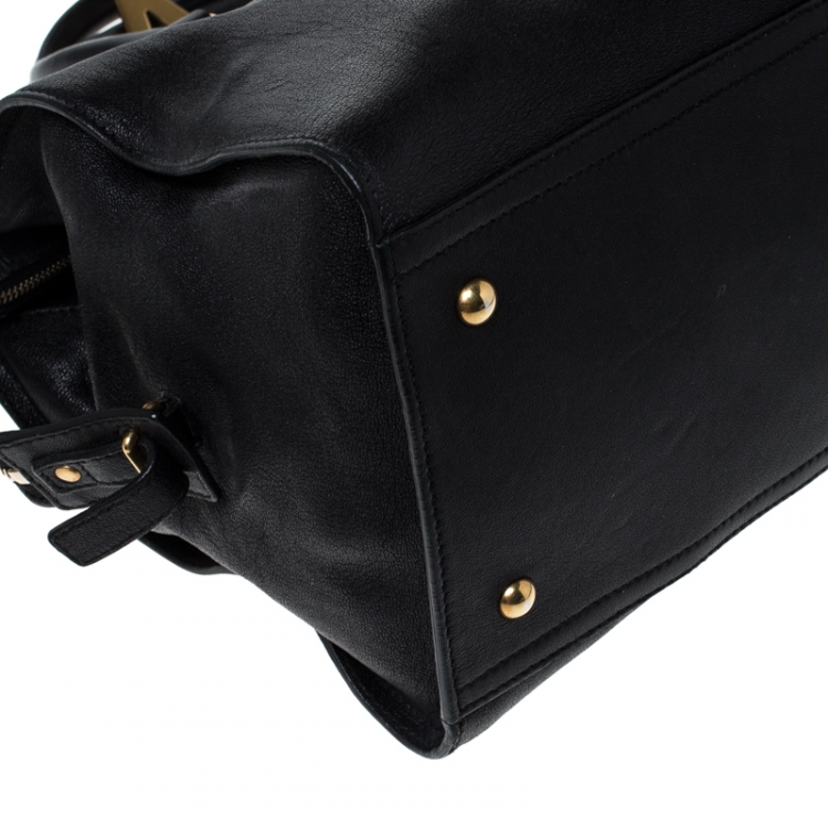 Pre Owned Saint Laurent Paris Black Leather Medium Cabas Chyc Satchel