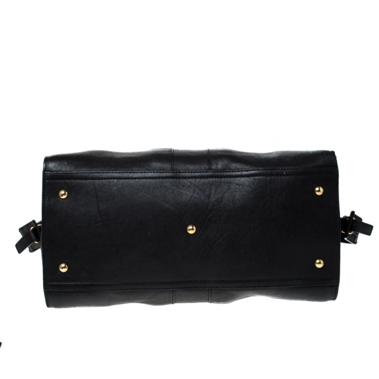 Pre Owned Saint Laurent Paris Black Leather Medium Cabas Chyc Satchel