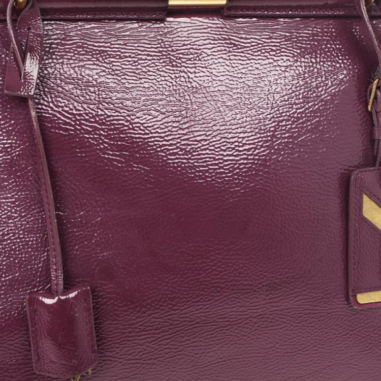 Pre Owned Yves Saint Laurent Purple Patent Majorelle Medium Top Handle 
