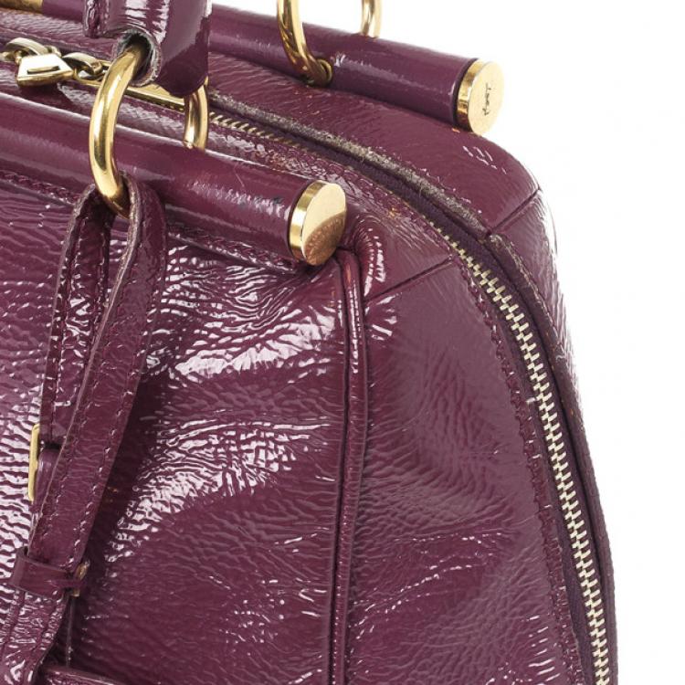 Pre Owned Yves Saint Laurent Purple Patent Majorelle Medium Top Handle 