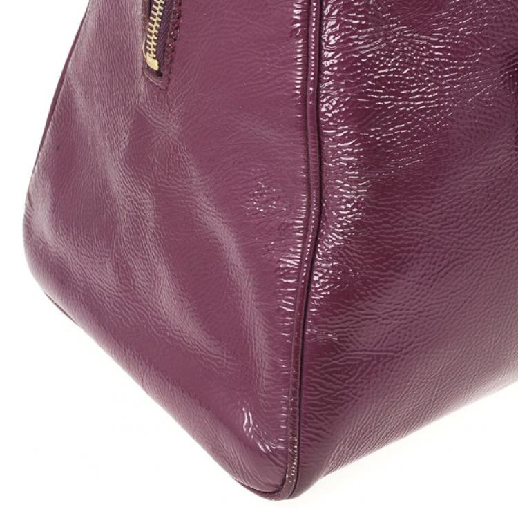 Pre Owned Yves Saint Laurent Purple Patent Majorelle Medium Top Handle 