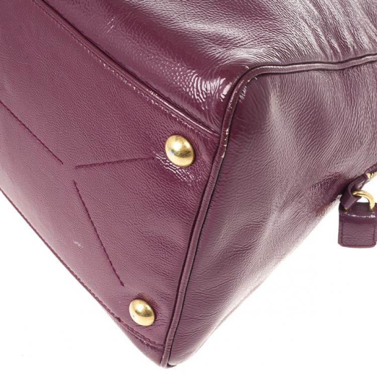 Pre Owned Yves Saint Laurent Purple Patent Majorelle Medium Top Handle 