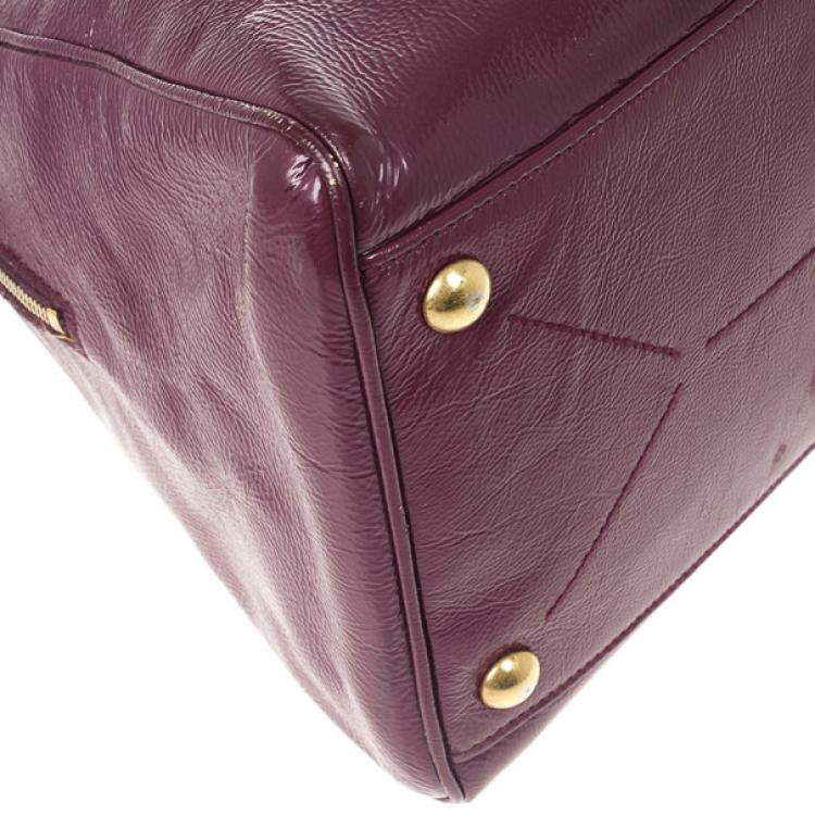 Pre Owned Yves Saint Laurent Purple Patent Majorelle Medium Top Handle 