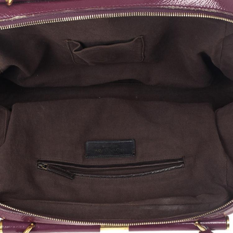Pre Owned Yves Saint Laurent Purple Patent Majorelle Medium Top Handle 