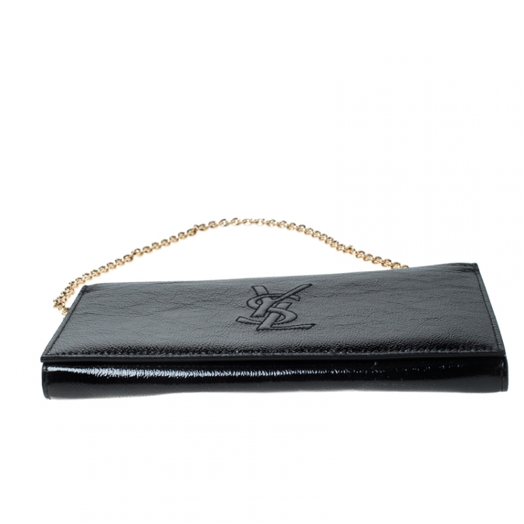 Pre Owned Siant Laurent Paris Black Patent Leather Belle De Jour Chain Clutch