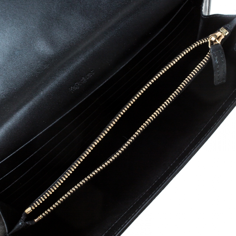 Pre Owned Siant Laurent Paris Black Patent Leather Belle De Jour Chain Clutch