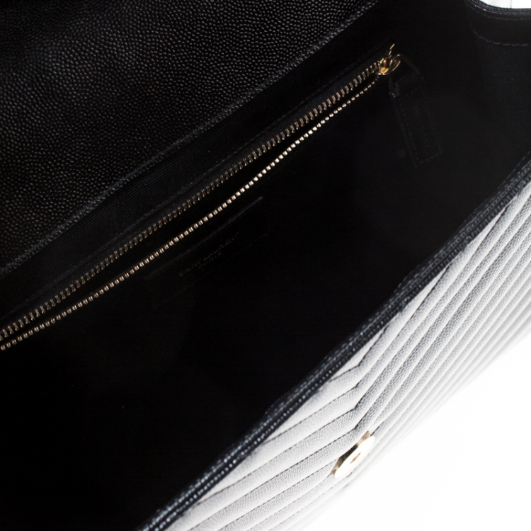Pre Owned Saint Laurent Black Matelasse Leather Large Cassandre Flap Bag