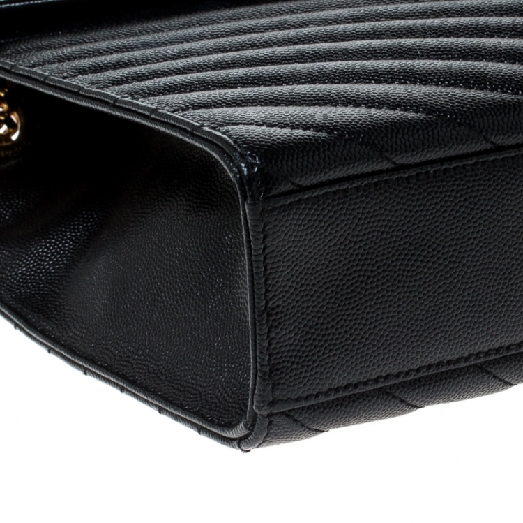 Pre Owned Saint Laurent Black Matelasse Leather Large Cassandre Flap Bag