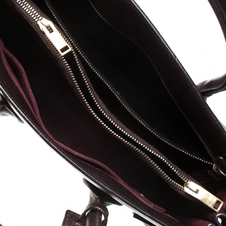 Pre Owned Saint Laurent Burgundy Leather Small Classic Sac De Jour Tote