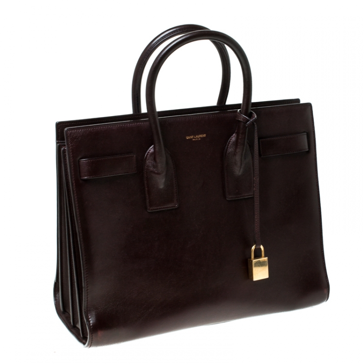 Pre Owned Saint Laurent Burgundy Leather Small Classic Sac De Jour Tote