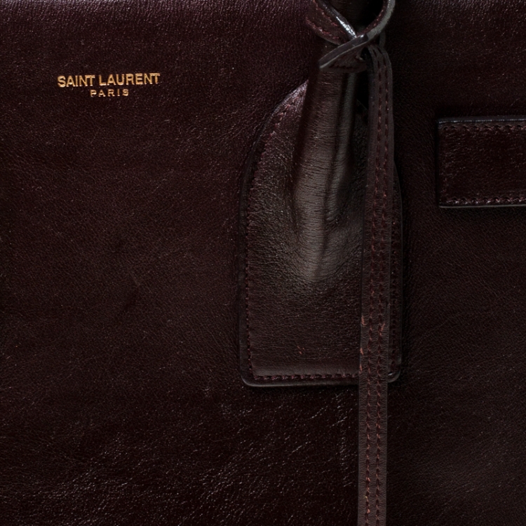 Pre Owned Saint Laurent Burgundy Leather Small Classic Sac De Jour Tote