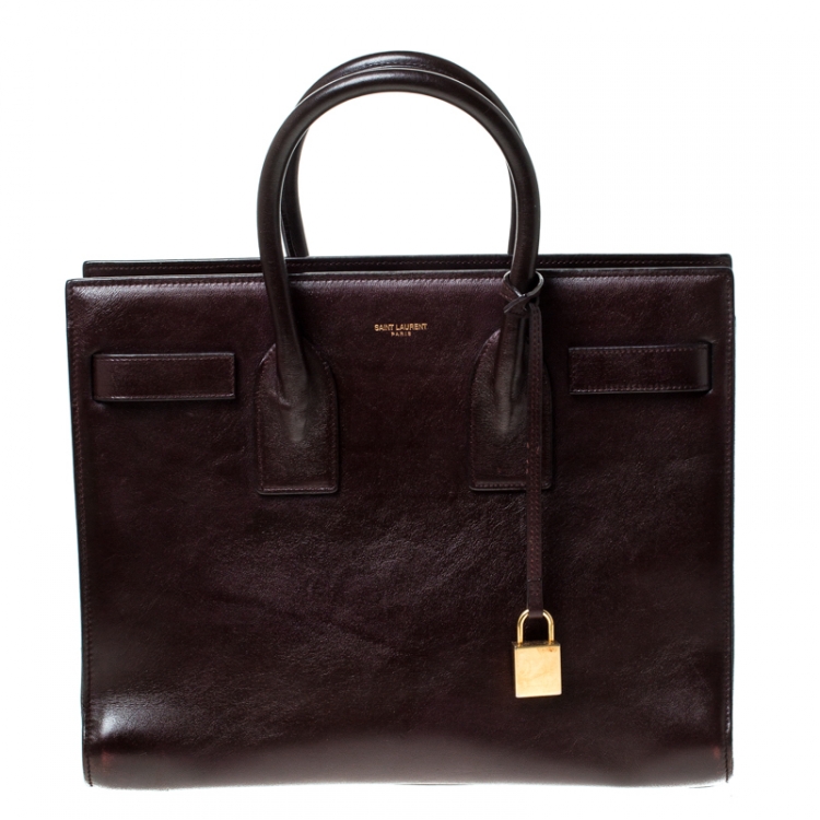 Pre Owned Saint Laurent Burgundy Leather Small Classic Sac De Jour Tote
