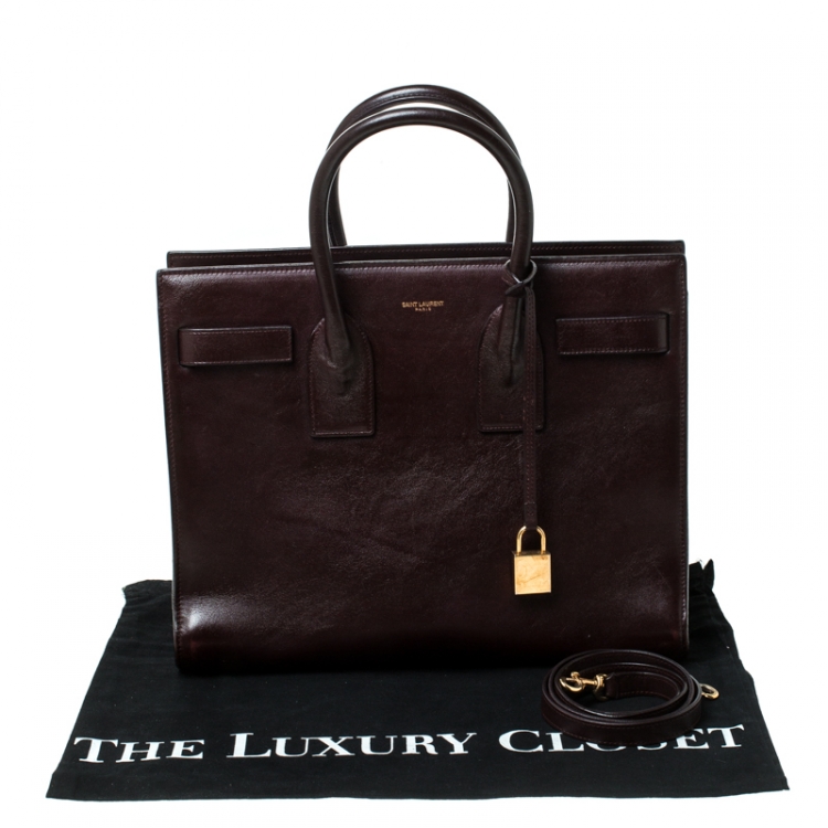 Pre Owned Saint Laurent Burgundy Leather Small Classic Sac De Jour Tote