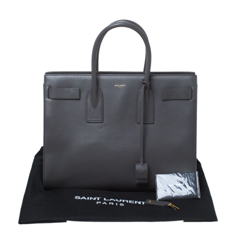 Pre Owned Saint Laurent Grey Leather Large Classic Sac De Jour Tote