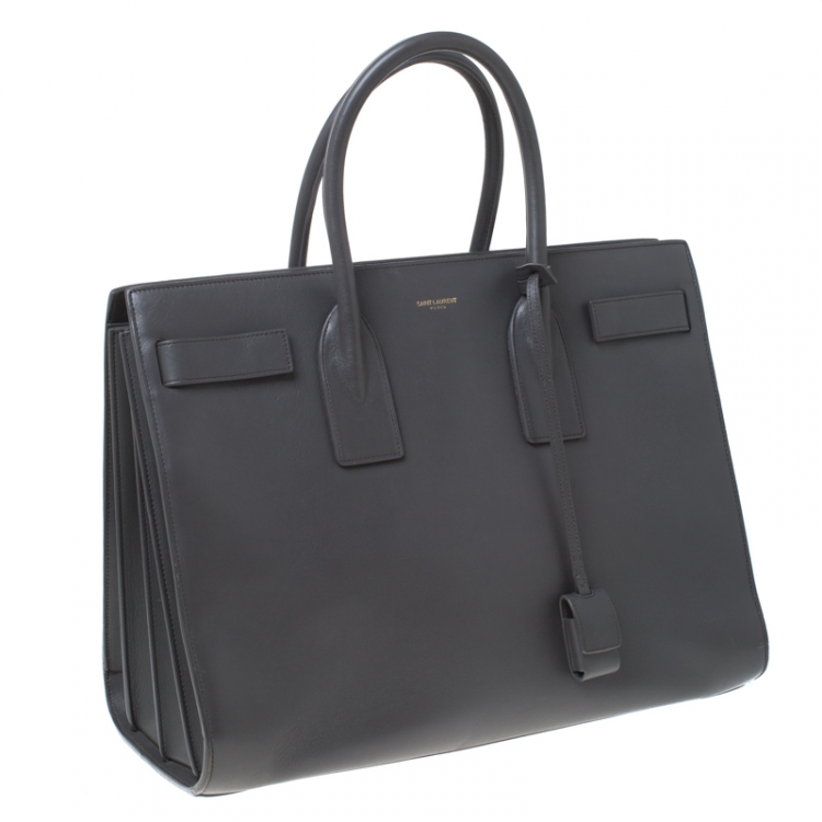 Pre Owned Saint Laurent Grey Leather Large Classic Sac De Jour Tote