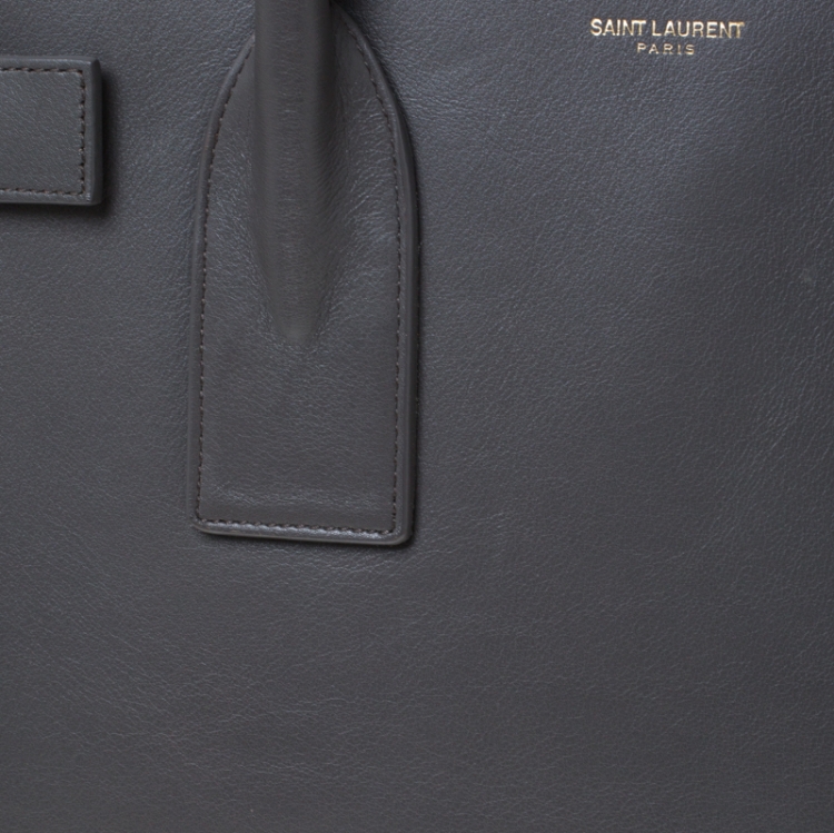 Pre Owned Saint Laurent Grey Leather Large Classic Sac De Jour Tote