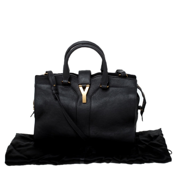 Pre Owned Saint Laurent Paris Grey Leather Small Cabas Chyc Tote