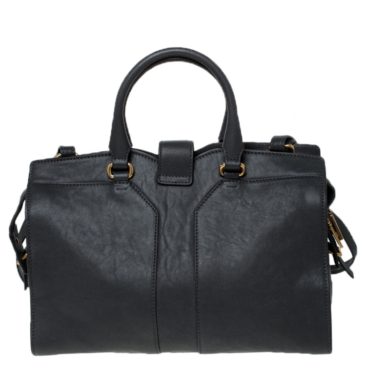 Pre Owned Saint Laurent Paris Grey Leather Small Cabas Chyc Tote
