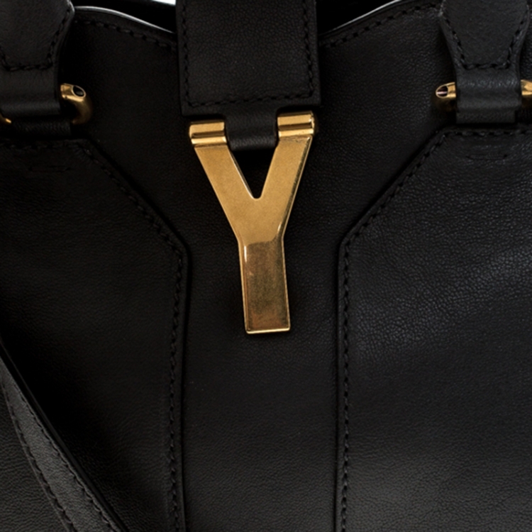 Pre Owned Saint Laurent Paris Grey Leather Small Cabas Chyc Tote