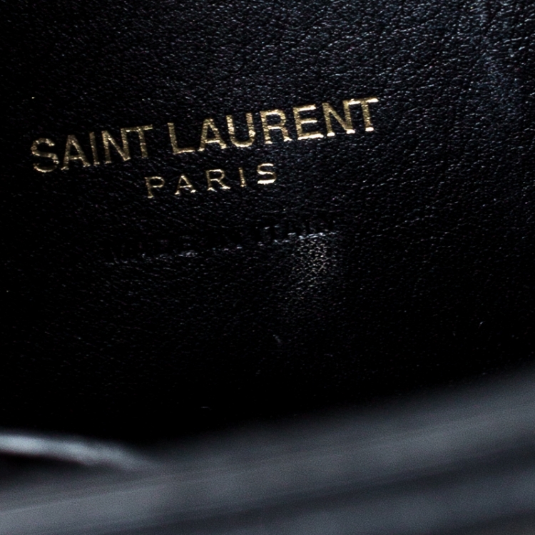 Pre Owned Saint Laurent Black Matelasse Leather Small Cabas Tote           