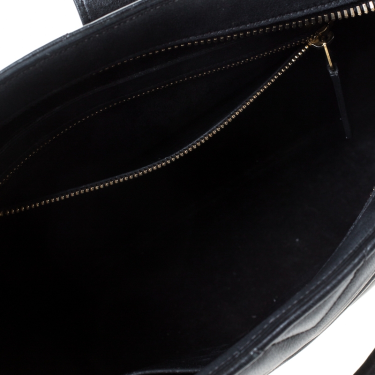Pre Owned Saint Laurent Black Matelasse Leather Small Cabas Tote           